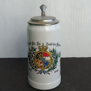 German Lidded Porcelain Stein - Alwe, Hillscheid